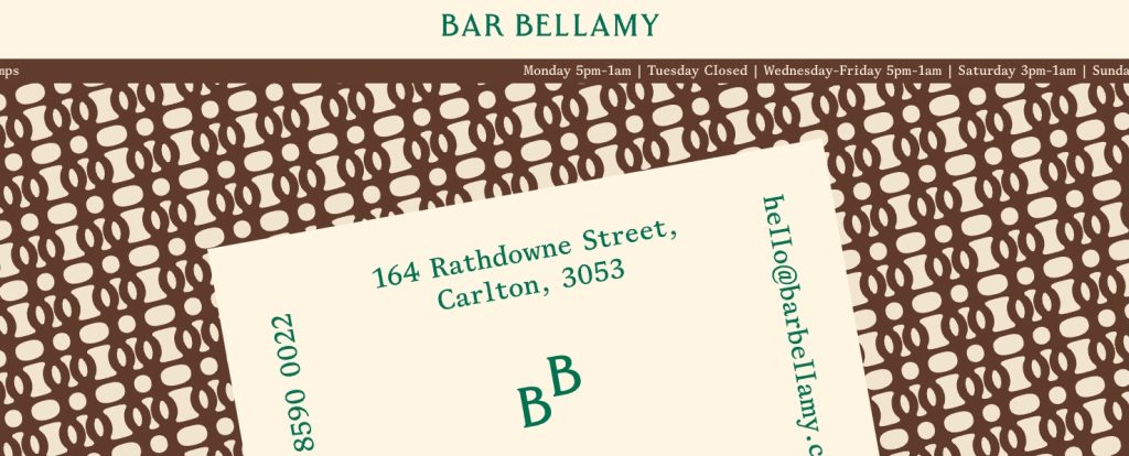 Elegant setting inside Bar Bellamy’s Melbourne showcasing a polished bar, curated spirits, and refined cocktail presentation