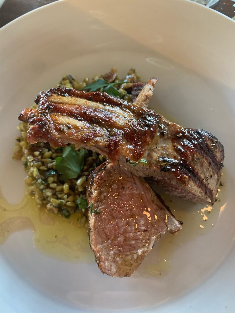 Australian rack of lamb is cooked perfectly at A La Grecque Greek restaurant, Aireys Inlet